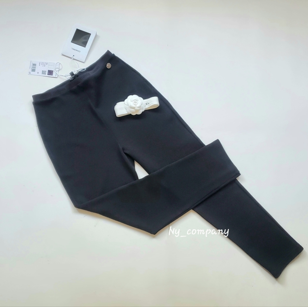 (SALE)CoCo Chanel Logo Waistband Wool Leggings